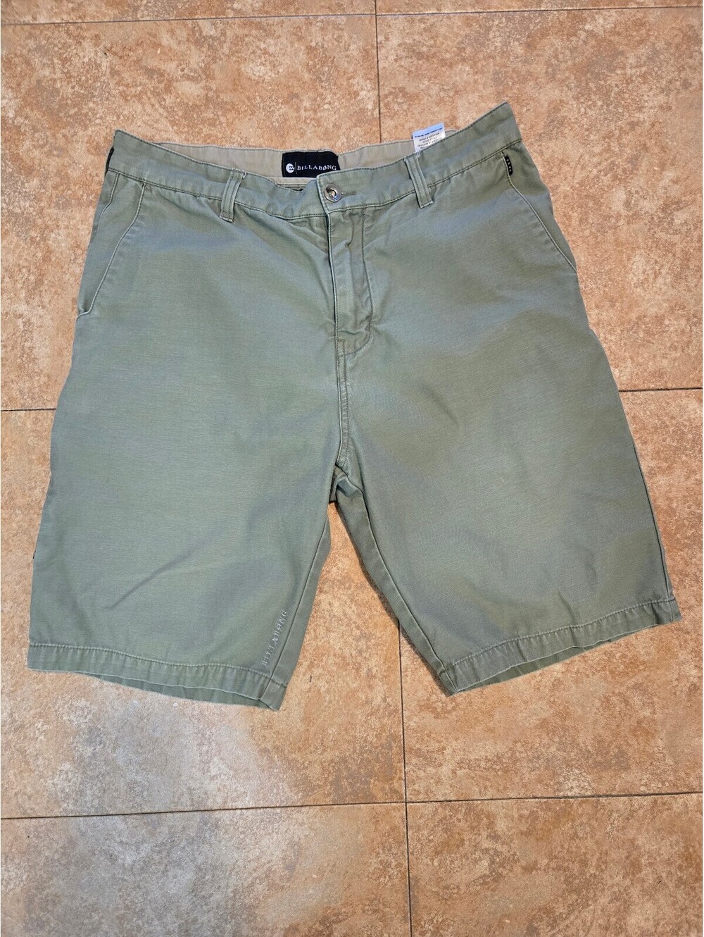 Billabong Men Cargo Chino Khaki Green Skate Casual Shorts Size 33